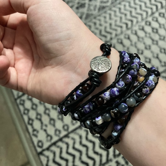 Leather wrap bracelet with real stones - Picture 2 of 4